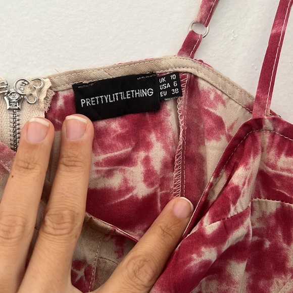 Pretty little thing Fuchsia Tie Dye Print Structured Corset Top & skirt - Picture 2 of 4